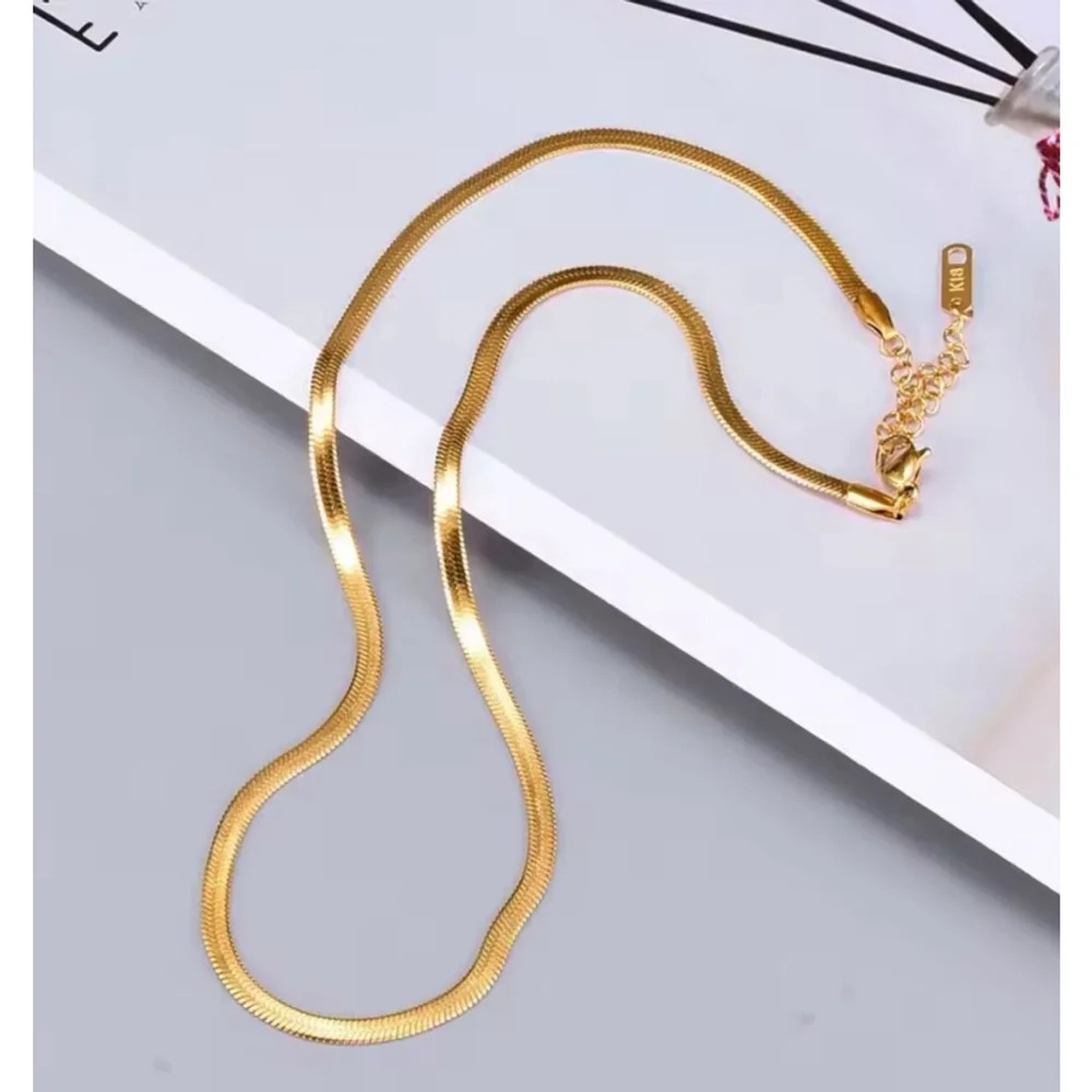 NEW Yellow Gold 3mm Herringbone‎ Chain Necklace